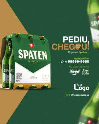 Cerveja Spaten Pediu Chegou Delivery Digital PSD Editável