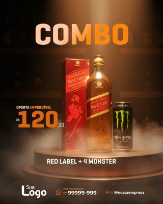 Combo Red Label + 4 Monster Oferta Imperdível R$120,99 PSD Editável