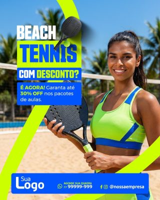 Beach Tennis Com Desconto Oferta de 30% OFF em Aulas PSD Editável