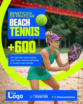 Beach Tennis Benefícios +600 Caloria Queimada Agende Quadra PSD Editável