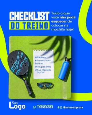Checklist do Treino Tudo que você não pode esquecer na mochila PSD Editável
