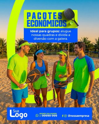 Beach Tennis Pacotes Econômicos para Grupos PSD Editável