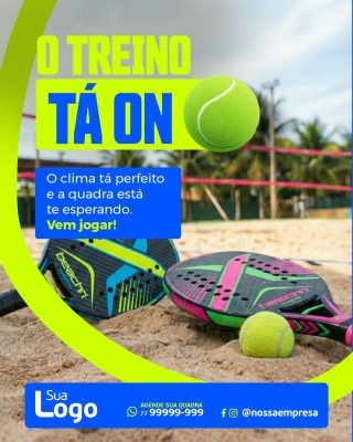 Treino Tá On Vem Jogar Beach Tennis na Praia PSD Editável