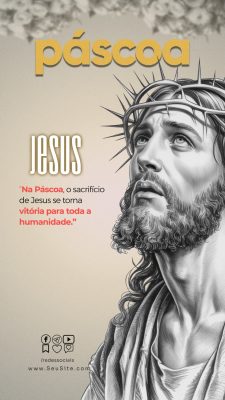 Páscoa Jesus Cristo Sacrifício Divino Template Vertical PSD Editável