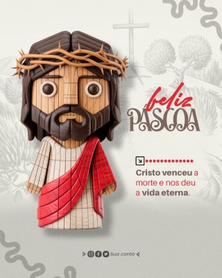 Páscoa Cristo Abençoado Paz Divina Arte em Madeira PSD Editável