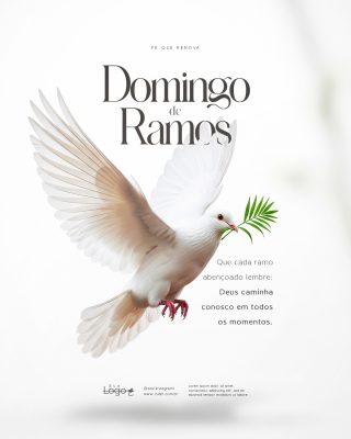 Domingo de Ramos Celebração Cristã Igreja e Quaresma Social Media PSD Editável