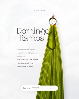 Domingo de Ramos Celebração Cristã Igreja e Quaresma Social Media PSD Editável