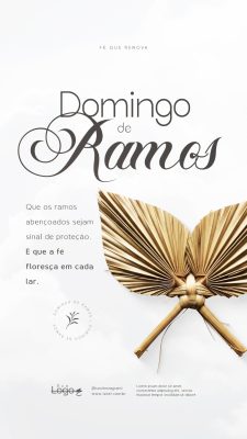Domingo de Ramos Celebração Cristã Igreja e Quaresma Social Media PSD Editável
