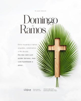 Domingo de Ramos Celebração Cristã Igreja e Quaresma Social Media PSD Editável