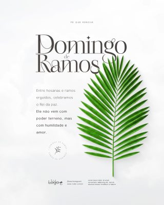 Domingo de Ramos Celebração Cristã Igreja e Quaresma Social Media PSD Editável