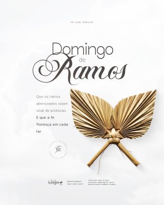 Domingo de Ramos Celebração Cristã Igreja e Quaresma Social Media PSD Editável