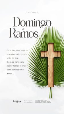 Domingo de Ramos Celebração Cristã Igreja e Quaresma Social Media PSD Editável