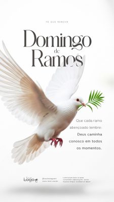 Domingo de Ramos Celebração Cristã Igreja e Quaresma Social Media PSD Editável