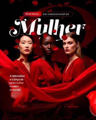 Mulher 08 de Março Dia Internacional Força Feminina PSD Editável