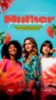 Story Mulher Parabéns Dia Internacional da Mulher Post PSD Editável