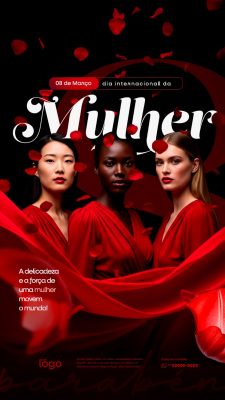 Story Mulher 08 de Março Dia Internacional Mensagem Poderosa PSD Editável