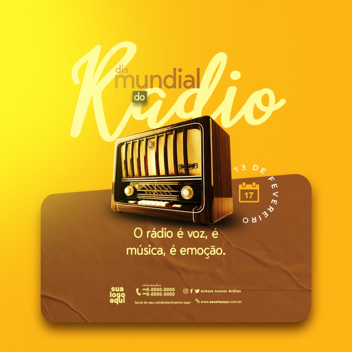 Dia Mundial do Rádio 13 de Fevereiro O Rádio é Voz PSD Editável