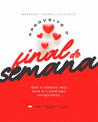 Final de Semana Descanse e Celebre Arte de Postagem PSD Editável