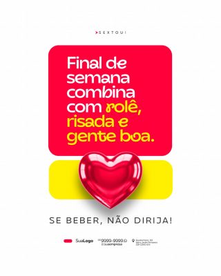 Sextou Final de Semana Combina com Rolê Arte Digital PSD Editável