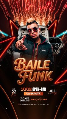 Flyer Story Próximos Shows Baile Funk 22 Fev 100% Open-Bar Camarotes PSD Editável