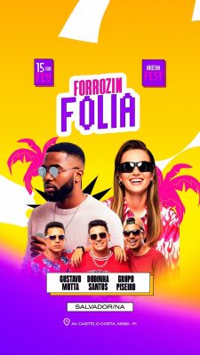 Flyer Story Forrozin Folia Arena Fest 15 Fev Próximos Shows PSD Editável