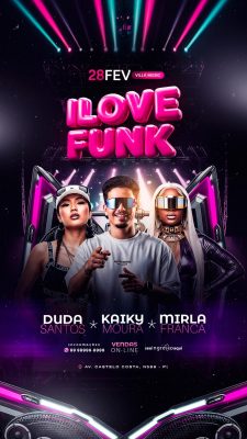 Flyer Story Próximos Shows I Love Funk 28 Fev Villa Music  PSD Editável