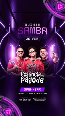 Flyer Story Quinta Samba Essência do Pagode 26 Fev Próximos Shows PSD Editável