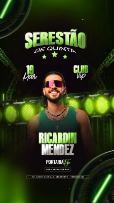 Flyer Story Próximos Shows Serestão de Quinta Ricardin Mendez Club Vip 19 Mar PSD Editável