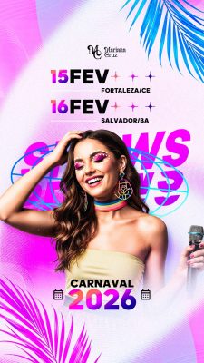Flyer Story Agenda de Shows Carnaval 2026 Mariana Cruz PSD Editável