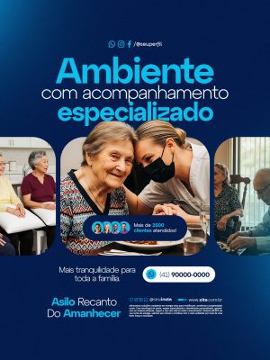 Asilo Recanto do Amanhecer Ambiente com Acompanhamento Especializado PSD Editável