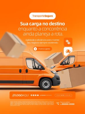 Transporte Seguro Sua Carga no Destino Transportadora PSD Editável