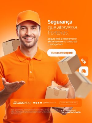 Transporte Segurança Que Atravessa Transportadora Fronteiras PSD Editável