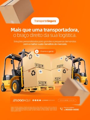 Transporte Seguro o Braço Direito da Logística Transportadora PSD Editável