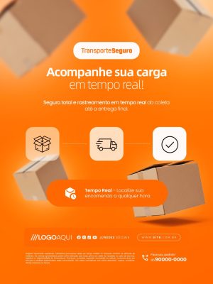 Transporte Seguro Acompanhe sua Carga em Tempo Real Transportadora PSD Editável