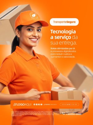 Transporte Seguro Tecnologia a Serviço da sua Entrega PSD Editável