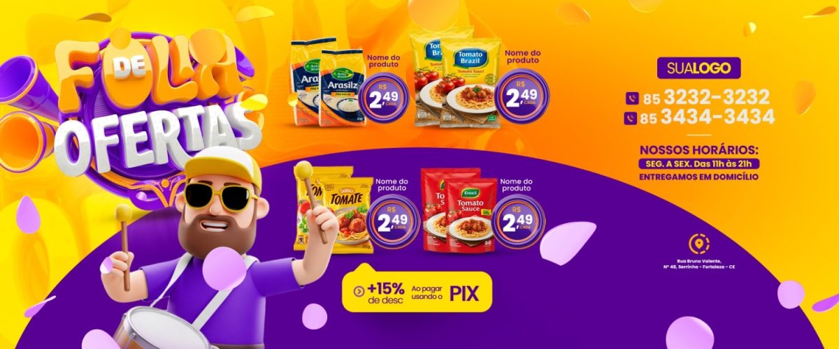 Folias de Ofertas Supermercado Carrossel PSD Editável