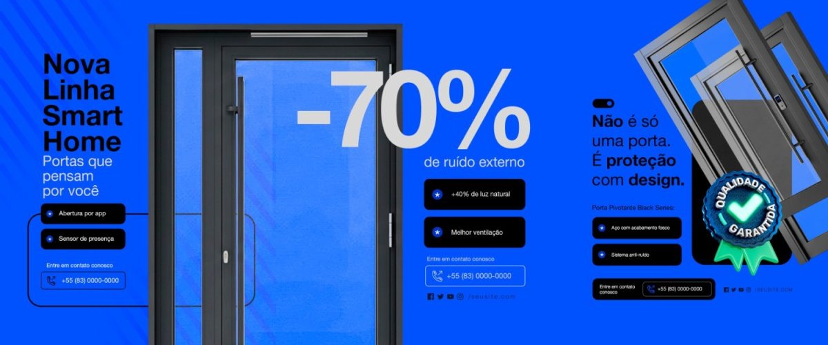 Nova Linha Smart Home Portas -70% Proteção Carrossel PSD Editável