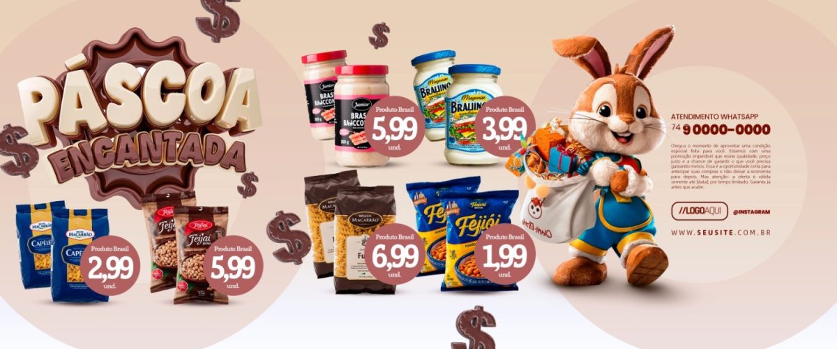 Carrossel Páscoa Encantada Supermercado Ofertas PSD Editável