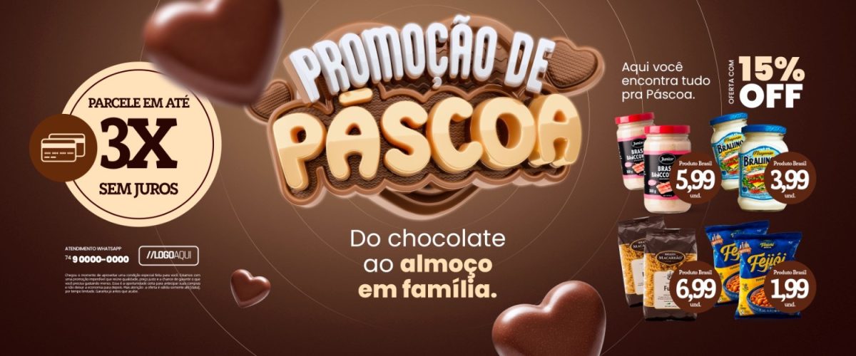 Carrossel Promoção de Páscoa 15% OFF PSD Editável