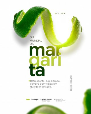Dia Mundial da Margarita 22 Fev Refrescante Arte Promocional PSD Editável
