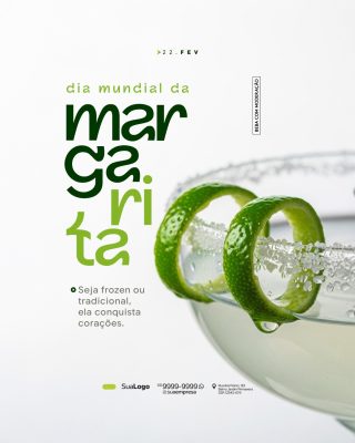 Dia Mundial da Margarita 22 de fevereiro Social Media PSD Editável
