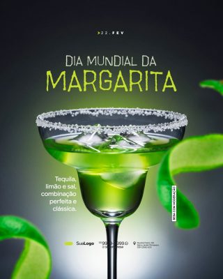 Dia Mundial da Margarita 22 de fevereiro Social Media PSD Editável