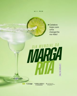 Dia Mundial da Margarita 22 de fevereiro Social Media PSD Editável