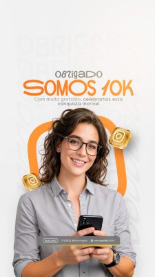 Obrigado Somos 10K Conquista de Seguidores Redes Sociais PSD Editável