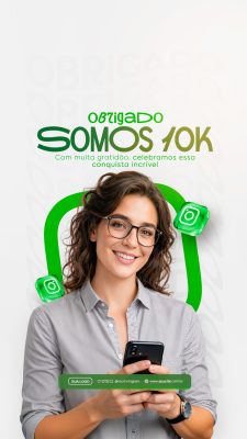Obrigado Somos 10K Agradecimento de Seguidores PSD Editável