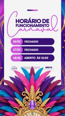 Carnaval Horário de Funcionamento 16, 17, 18 de Fevereiro PSD Editável