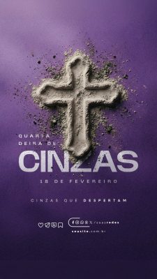 Quarta-feira de Cinzas 18 de Fevereiro Banner Religioso PSD Editável