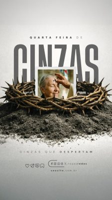 Quarta-feira de Cinzas Coroa de Espinhos Cinzas que Despertam PSD Editável