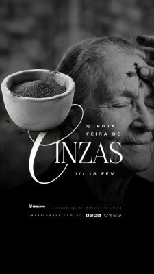 Quarta-Feira de Cinzas 18 FEV Banner Religioso PSD Editável