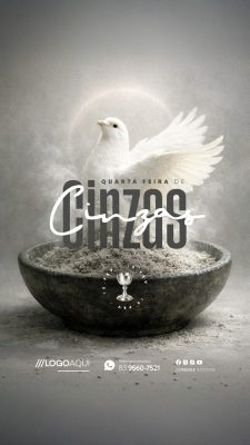 Quarta-feira de Cinzas Pomba e Cinzas Religião e Fé PSD Editável
